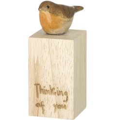 The Thinking of You Robbin Wood Block — a lovely keepsake made from premium natural-tone wood.