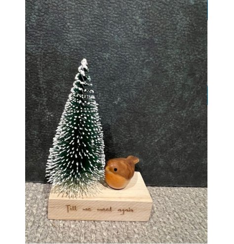 Charming wooden keepsake with a robin motif and a sentimental farewell message