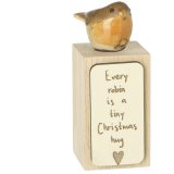 Celebrate Christmas with our hand-painted robin on a charming rustic wooden block decoration.