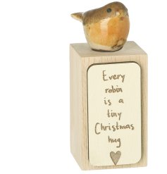 Celebrate the charm of Christmas with our beautifully painted robin on a rustic wooden block