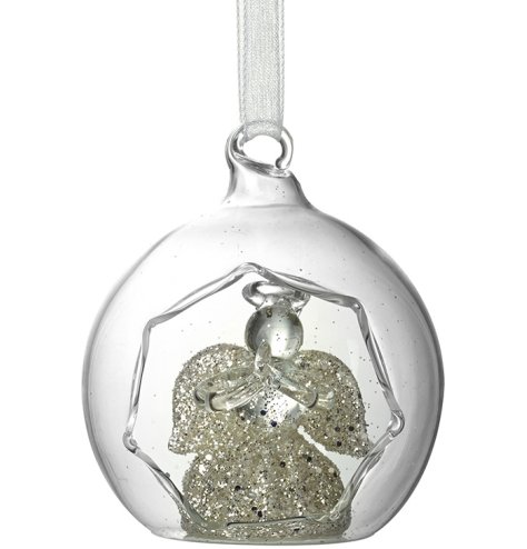 Enhance your holiday décor with this elegant Hexagonal Cut Out Angel Glass Ornament.