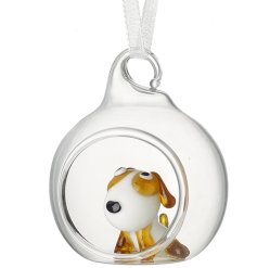 Add a touch of charm to your holiday decor with this exquisite Glass Dog Bauble,
