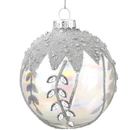 Glass Frosted Bauble, 8cm 