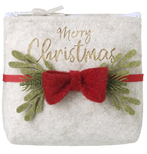 Celebrate the season with this festive Christmas purse, featuring a charming red bow for holiday cheer!