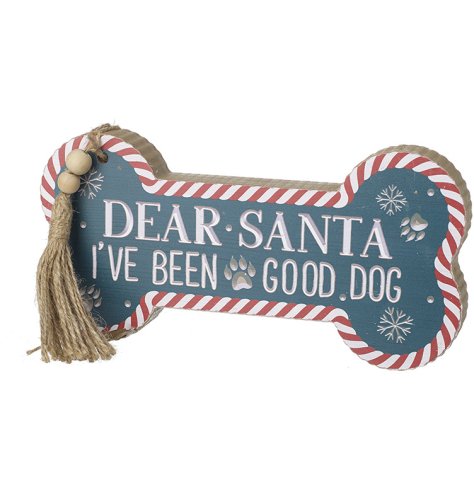 Bring a cheerful touch to your space with the "I've Been A Good Dog" bone-shaped sign.