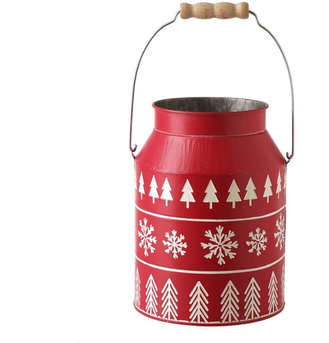 Bring festive elegance to your space with this stunning Red Metal Urn.