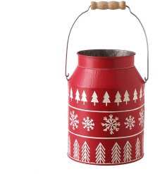 Bring holiday cheer to your space with this stylish Red Metal Urn.
