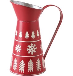 Add festive cheer to your kitchen or dining table with this charming Red Metal Jug