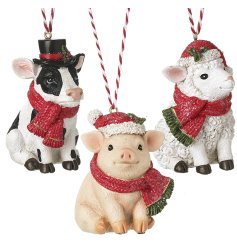 Adorn your Christmas tree with whimsical farm animal hangers full of festive cheer