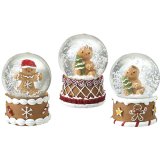 Celebrate the season with a delightful trio of gingerbread-themed snowglobes brimming with festive cheer