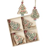 Bring rustic charm with this set of hanging wooden trees.