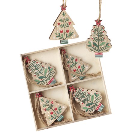 Wooden Hanging Trees Set, 13cm 