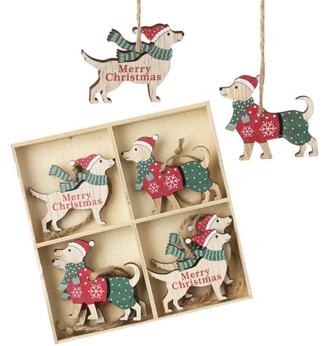 Celebrate the holidays with our Merry Christmas Wooden Dog Hanger Set!