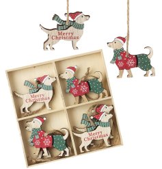 Celebrate the season with our Merry Christmas Wooden Dog Hanger Set