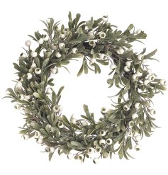 Add a touch of nature with this stylish Green Leaves & White Berry Wreath.