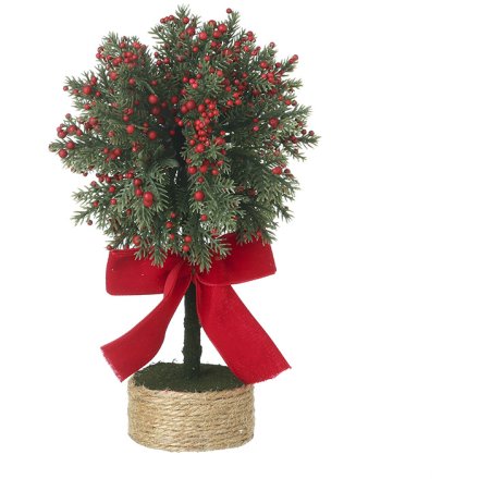 22cm Berry Branch Tree with Red Bow Ribbon