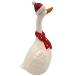 Celebrate the holidays with this delightful goose ornament, perfect for your festive décor.