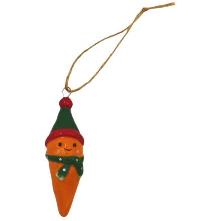 Child Carrot Christmas Tree Decoration, 7.5cm 