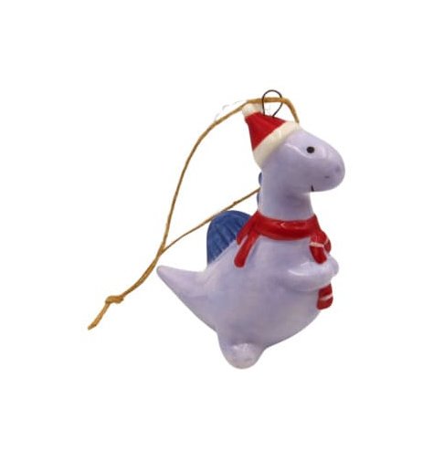 Give your tree a joyful twist with this playful dinosaur clutching a candy cane