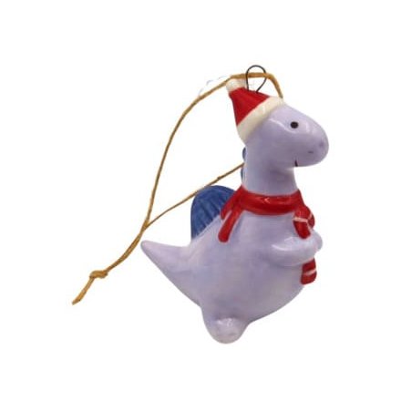 Dinosaur with Candy Cane Deco, 7.3cm 