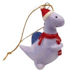 Add a festive roar to your tree with this delightful dinosaur holding a candy cane