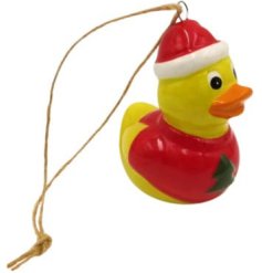 Add a whimsical touch to your festive tree with this delightful ceramic rubber duck decoration