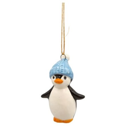 Penguin Figurine with Blue Hat, 6.3cm 