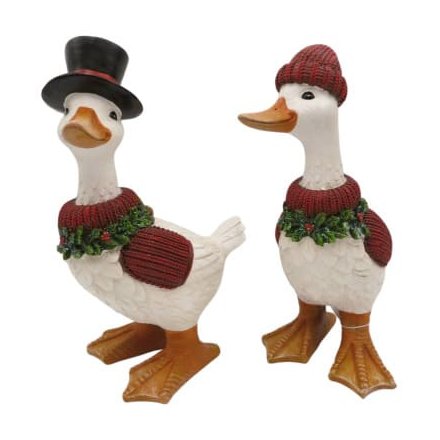 2/a Standing Festive Duck Ornament, 23.6cm