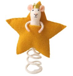 Bring magic to your Christmas tree with our charming Star and Mouse Tree Topper.