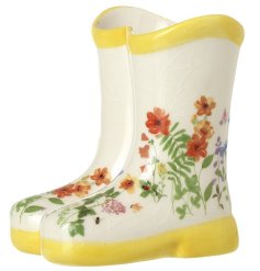 Add charm and color to any space with this lovely Floral Ceramic Welly Vase.