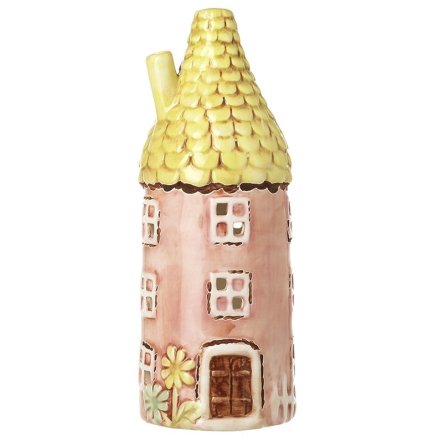 21cm Pink House Tea Light Candle Holder