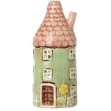 Add a charming touch to your home with this Green Ceramic Round House T-light Holder