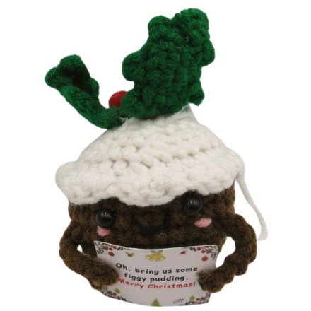 Bring warmth to your holiday decor with this 7cm handmade crochet pudding ornament.