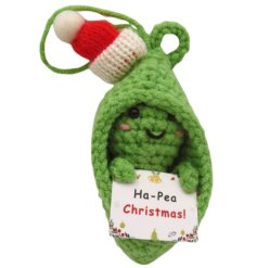 Add a whimsical touch to your home with this hand crafted Crochet Pea in Pod deco