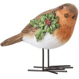 Brighten your holiday decor with this delightful polyresin Robin and Holly ornament.