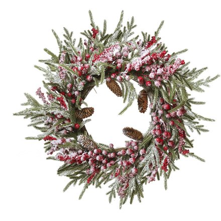 60cm Frosted Red Berry Holiday Wreath