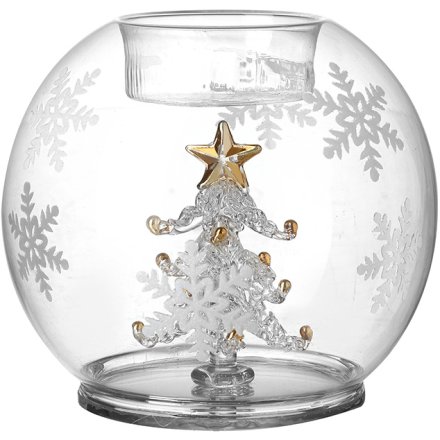 Clear Glass Tea Light Holder, 10cm 