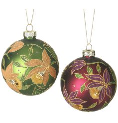 Bring holiday cheer with this 8cm red and green glass bauble, perfect for festive decor.