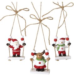 Add a whimsical touch to your holiday décor with our Resin Figures Christmas Hanging Swing Mix