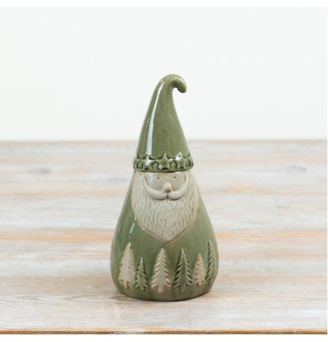 Bring rustic charm to your décor with this beautifully crafted ceramic Santa for the season.