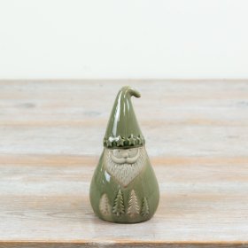 Add a touch of festive charm with this ceramic Christmas gonk figure in a soft green glaze