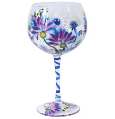 Beautifully hand-painted gin glass with unique artistic flair.
