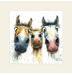 Playful and unique horse-themed wall art print with quirky charm.