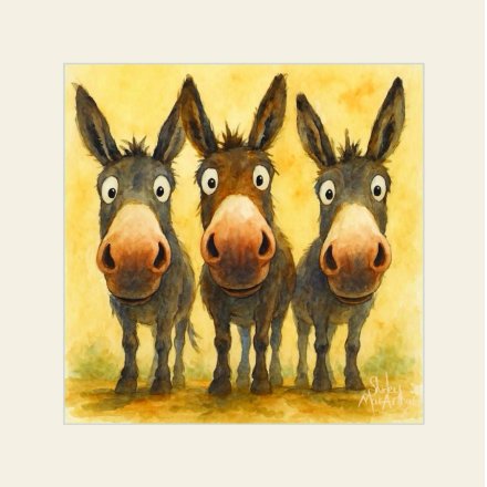 18cm Just Donkeys Mounted Print