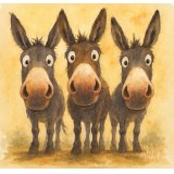 Send warm wishes with the Shirley Macarthur Just Donkeys Greeting Card