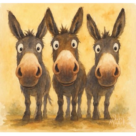 Just Donkeys Greeting Card, 15cm 