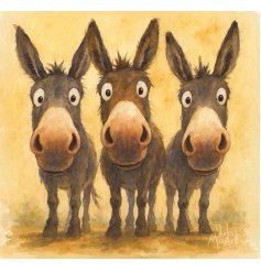 Send warm wishes with the Shirley Macarthur Just Donkeys Greeting Card