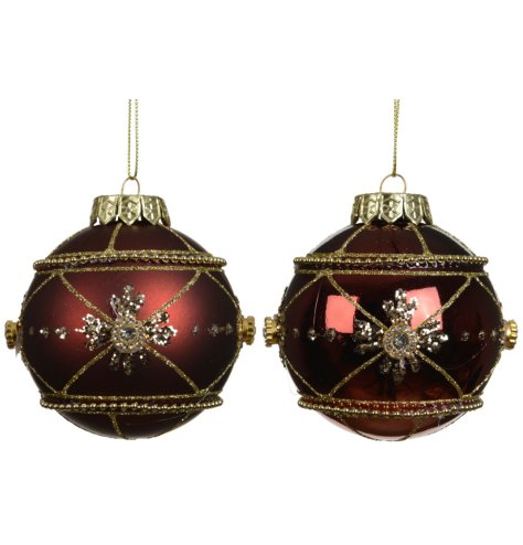Elegant red and gold wire ornament for festive decor.