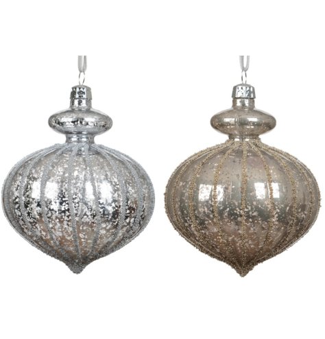 Bring holiday shine with a mercury beads bauble sparkle.