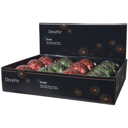 Enhance your festive décor with this elegant silver-inside glass bauble featuring a delicate floral design.